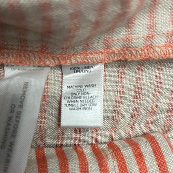 Ann Taylor LOFT Pink and Orange Striped Linen Skirt - Picture 9 of 9